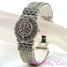 Vintage Silver Deco Nouveau Arabesque Regency Marcasite Ladies Bracelet Watch