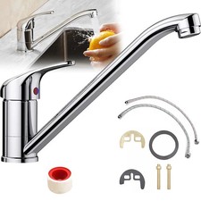 Modern Kitchen Sink Mixer Taps Swivel Spout Single Lever Tap Mono Chrome Faucet