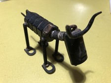 Nuts and Bolts Miniature Taurus Cow Sculpture Handmade Small 4” Long