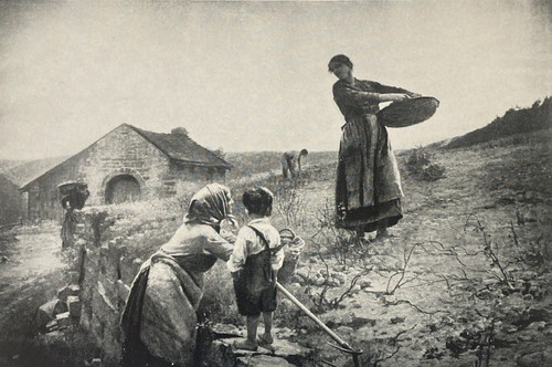 Evening antique lithograph - evening,