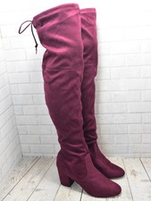 Women's New Look Plum High Heel Pull On Sock Boots UK 7 EUR 40