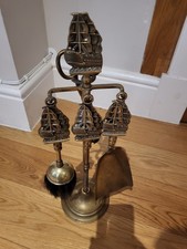 Brass Vintage Fireplace Companion Set By Peerage Made In England HMS Victory VGC