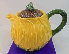Handmade large yellow ceramic sunflower teapot