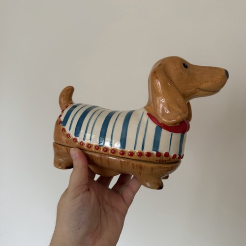 Ceramic dachshund butter dish - dachshund,