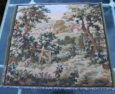Vintage French Bucolic Country Scene Wall Hanging Tapestry Panel 53 cm  x 48 cm