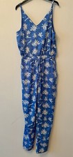 Blue Palm Tree Print Ladies Jumpsuit Size  10