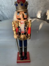 Quiet Large Nutcracker Good Condition Put away for Christmas Looks To Be Wooden