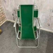 Vintage Retro Aluminium Framed Garden Chair Green Fabric