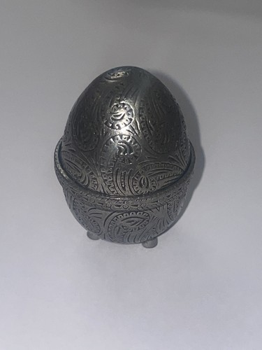 Vintage pewter egg shaped pin - pewter,
