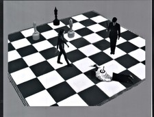 2 Photographs of The Avengers John Steed & Emma Peel  B/W  On Chess Board