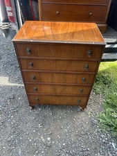 20thC walnut And Maple tall chest of drawers cabriole legs 5 drawers ??