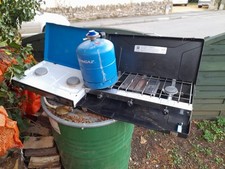 2x Twin Burner Camping Cookers With 907 (275g) empty Gas Cylinder !  COOKERS  OK