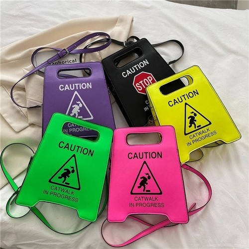 Novelty caution sign crossbody - novelty,