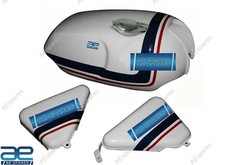 Compatible With Norton Commando Roadster 750 White Fuel Tank +Cap Side Panel @Vi