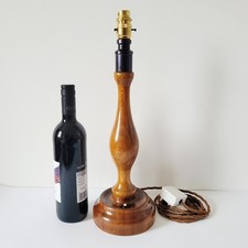 Vintage Turned Oak Table Lamp Base Large Lamp with New Brass Fitting/Flex H45cm