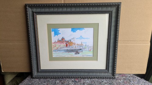 Framed watercolour cunard - watercolour,