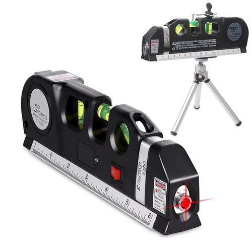 Spirit level with laser - with,