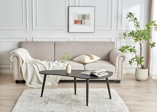 Wooden oval coffee table mid - wooden,