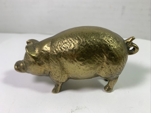 Vtg brass pig figurine - ,