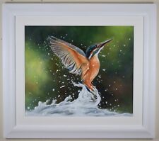 Kingfisher. Original Oil by listed wildlife artist Sarah Stribbling, 2015