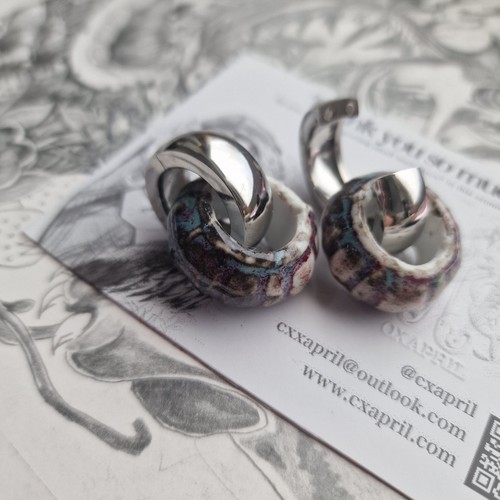 Silver purple ear weights - silver,