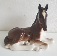 VINTAGE PORCELAIN USSR LOMONOSOV "FOAL HORSE" LYING DOWN FIGURINE 