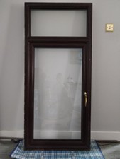 WINDOW UPVC Double Glazed Rosewood Frame+Glass+Handle 171cm X 77cm