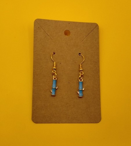 Blue bamboo dangle - bamboo, earrings