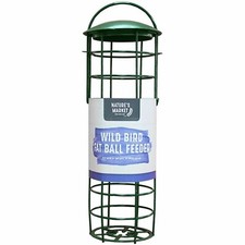 Suet Fat Ball Feeder Wild Garden Birds Hanging Loop Metal Natures Market  Green
