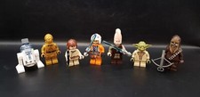 7x Lego star Wars Minifigures Iconic Characters - Luke Chewie Yoga R2D2 Ki-adi  