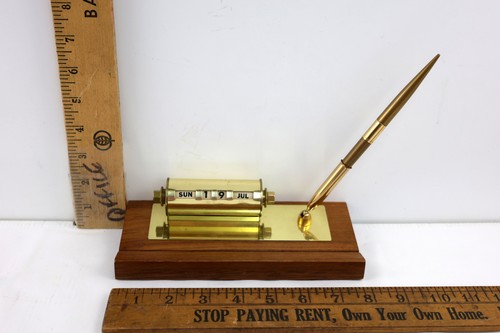 Vintage solid walnut brass - solid, &