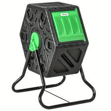 Outsunny 65L Garden Compost Bin, Barrel Rotating Composter with Steel Legs NEW