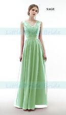 A-Line V-Neck Lacy Floor-length Chiffon Bridesmaid Dress With 6-22 (JS52)