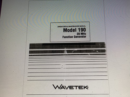 Wavetek model 188 manual - wavetek,