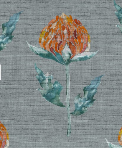 Floral curtain fabric 65m - fabric, 2.65m