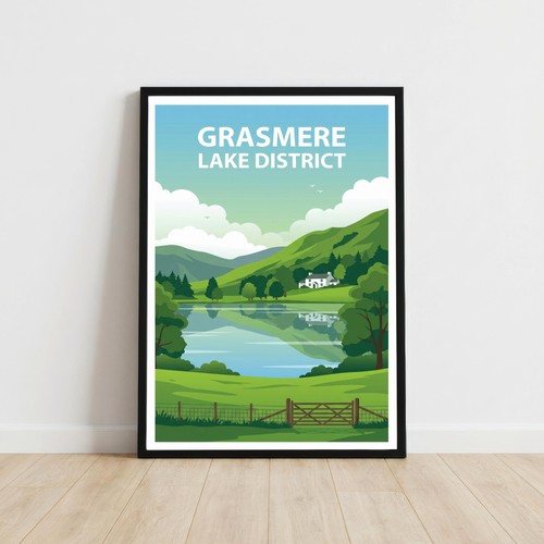 Grasmere cumbria travel poster - grasmere,