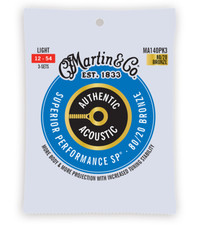 Martin MA140PK3 Light 12-54 80/20 Bronze Acoustic Guitar Strings 3 Pack
