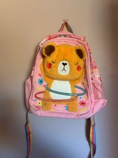 Smiggle teddy bear hula hoop kids school backpack plush material cute girls