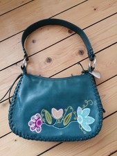 VINTAGE RARE RETRO Y2K TULA REAL LEATHER FLOWER PATTERN TOTE TOP HANDLE BAG VGC
