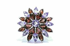 Silver Ring Garnet Amethyst