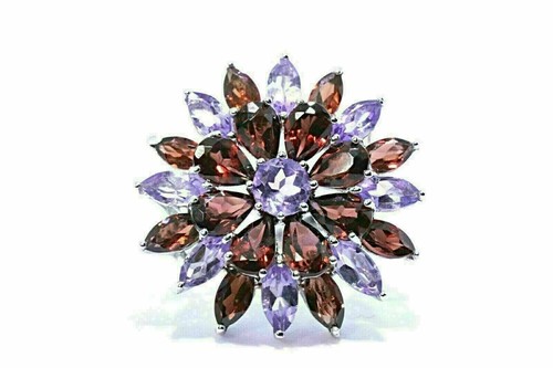 Silver ring garnet amethyst - silver,