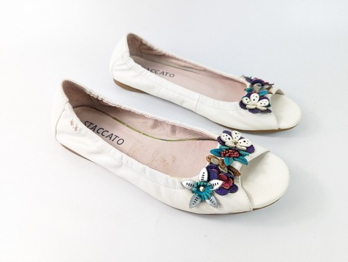 Staccato white leather - white, open