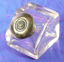 ANTIQUE VICTORIAN PATENT GLASS INKWELL CUT GLASS PEN REST