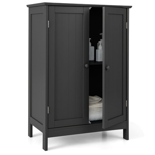 Bathroom black floor cabinet - bathroom,