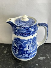 Vintage George Jones & Sons Abbey 1790 blue & white Coffee Pot / Water Jug