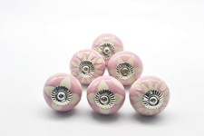 Pink ceramic knobs vintage - ceramic, x6