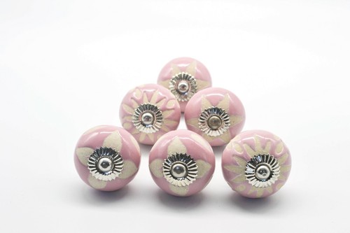 Pink ceramic knobs vintage - ceramic,