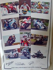 "JOEY DUNLOP/WILLIAM DUNLOP/ROBERT DUNLOP. MICHAEL DUNLOP, SIGNED PRINT , A4 SIZ