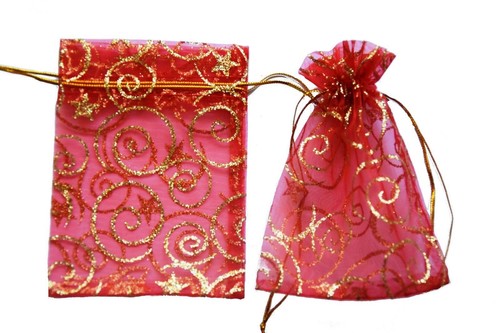 Glitter red christmas - , organza