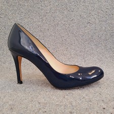 LK Bennett Court Shoes Navy Blue 40 UK 7 Patent Leather 3.5" Stiletto Heel
